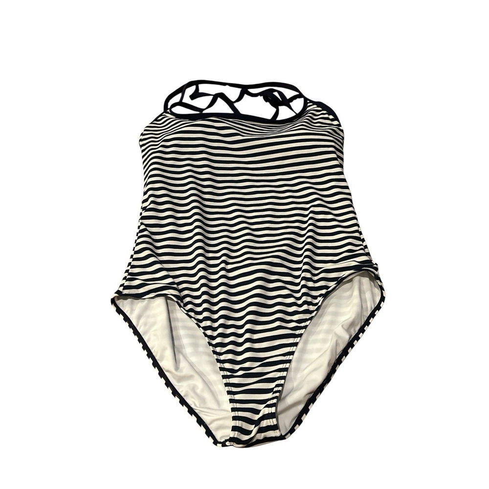 carve designs women's stripe one piece swimsuit size L Blue‎